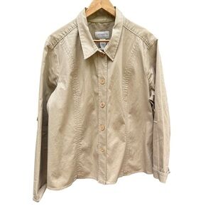 Liz Claiborne Tan Utility Jacket Classic Collar Cotton Blend Size 20W